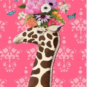Haute House Giraffe On Bright Pink - on canvas